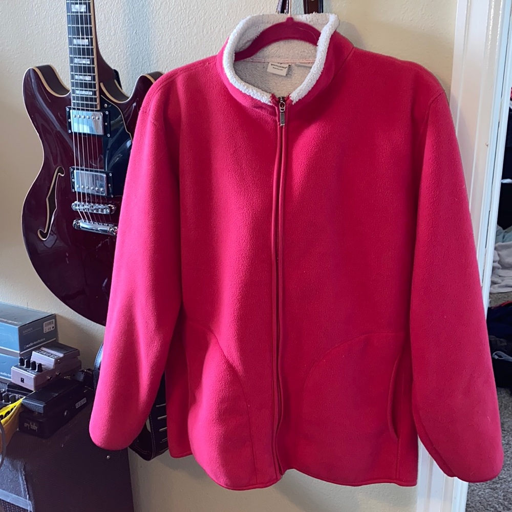 White Sierra Pink Fuzzy Sweater/ Jacket - Picture 1 of 14